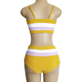 Color Block High-waisted Bikini Beachwear 9064