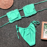 6 Colors Sexy Frilled Strapless Bikini 1977