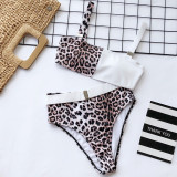 3 Colors Leopard Print Color Block Bikinis B01