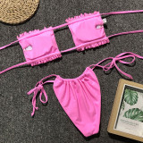 6 Colors Sexy Frilled Strapless Bikini 1977