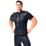 Sexy Leather Short Sleeve Men Tops Shirt 6024