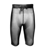 Sexy Sheer Mesh Leather Splice Men Shorts 6021
