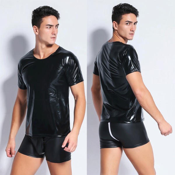 Sexy Leather Men Tops 6743