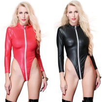 Sexy Women Vinyl Leather Bodysuit 6773