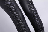 4 Colors Leather Handmade Back Tie Punk Legging 6657