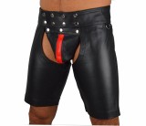 Faux Leather Cutout Men Shorts 926