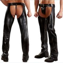PU Leather Open Cutout Men Lingerie Pants 935