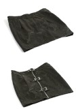 Black Floral Pattern PU Leather Skirt 1329