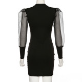Sheer Puff Sleeve Mini Dress 1735577