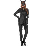 PU Leather Black Catsuit 19031