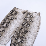 Fur Trim Leopard Print Wide Leg Pants 96180