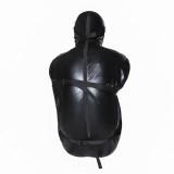 Leather Full Body Bondage Bodysuit with 6pcs Belt 302400337