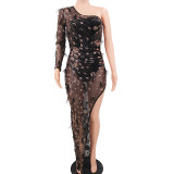 Sexy Sequin Ostrich Feather Dress 8165