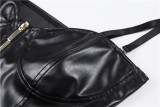 Women Faux Leather Crop Top 1732839