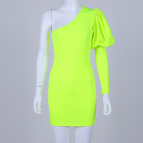 One Shoulder Puff Sleeve Mini Dress 1734639 