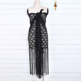 Lace Sarong Beachwear In White Black 3688