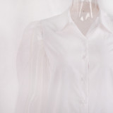 White Puff Sleeve Blouse Top H19550T