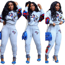 Two Piece Queen Print Tracksuit Set 5305