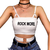 Letter Print Crop Top Camisole In White Black 0681W06