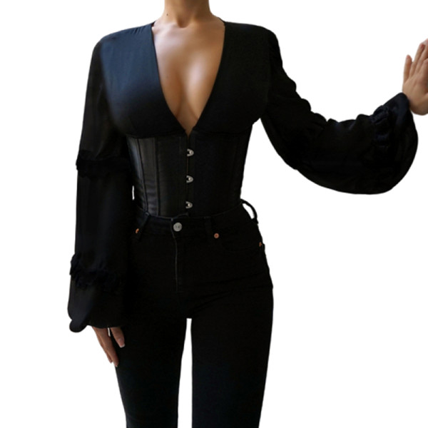 Long Sleeve Corset Blouse For Women G19611