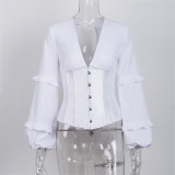 Long Sleeve Corset Blouse For Women G19611