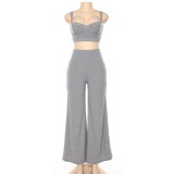 Matching Bustier Crop Top And Flare Pants Set 1735593