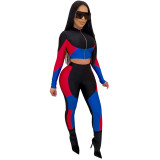 Color Block Women Cropped Tracksuit 5098
