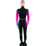Color Block Women Cropped Tracksuit 5098