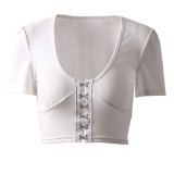 White Crop Hook And Eye Top 8270