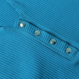 Knit Rib Deep V Neck Button Up Bodysuit 8296