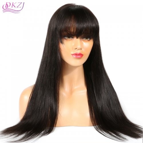 Us 109 Qdkzj Straight Lace Front Human Hair Wigs With Bangs