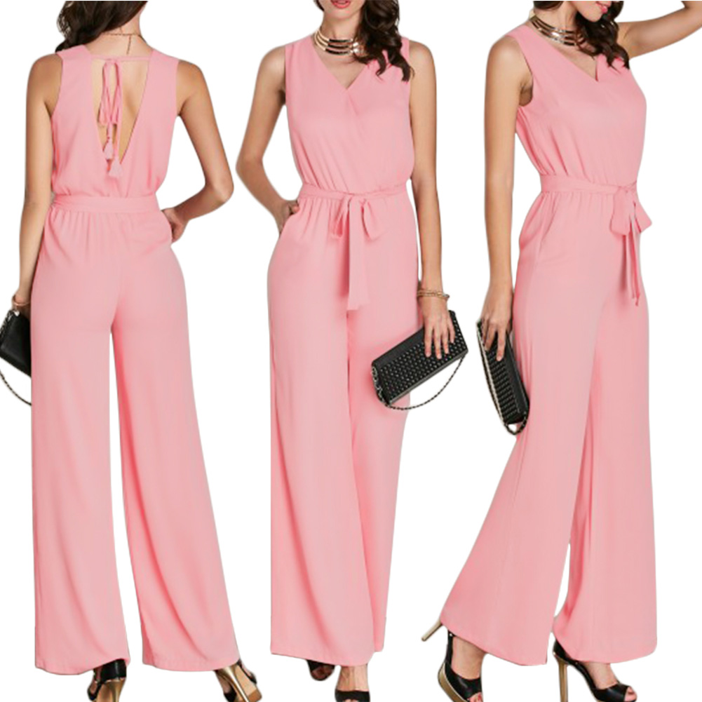 pink sleeveless jumpsuit