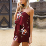 Sexy Strapless Floral Rompers