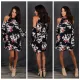 Cut-Out Shoulder Flower Short Dress