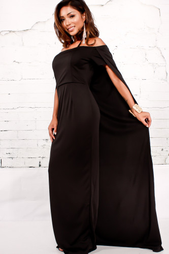 Wholesale Off Shoulder Black Church Dress With Long Overlay