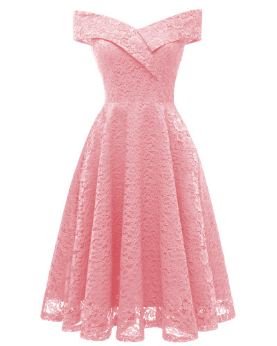 Pink Lace A-Line Cocktail Dress