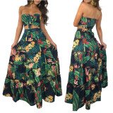 Print Strapless Top and Maxi Skirt