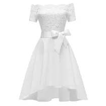 Off Shoulder Lace Upper Short Prom Dress