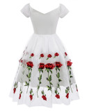 Floral White Sweetheart Occassional Swing Dress