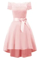 Off Shoulder Lace Upper Short Prom Dress