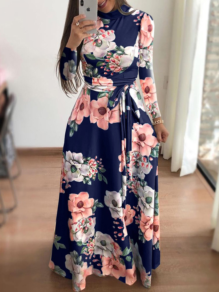 Onwijs Wholesale Long Sleeve Floral Maxi Dress | Global Lover QA-99