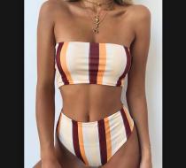 Wide Stripes Colorful Two-Piece Swimwear