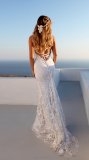 White Lace Straps Mermaid Wedding Dress