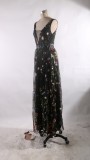Black Flower Sleeveless Wedding Dress