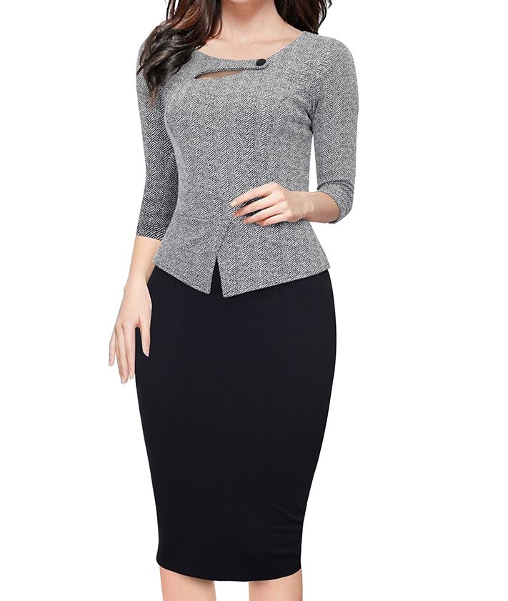 peplum office gown