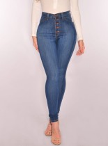 Blue Washing Out High Waist Curvy Jeans
