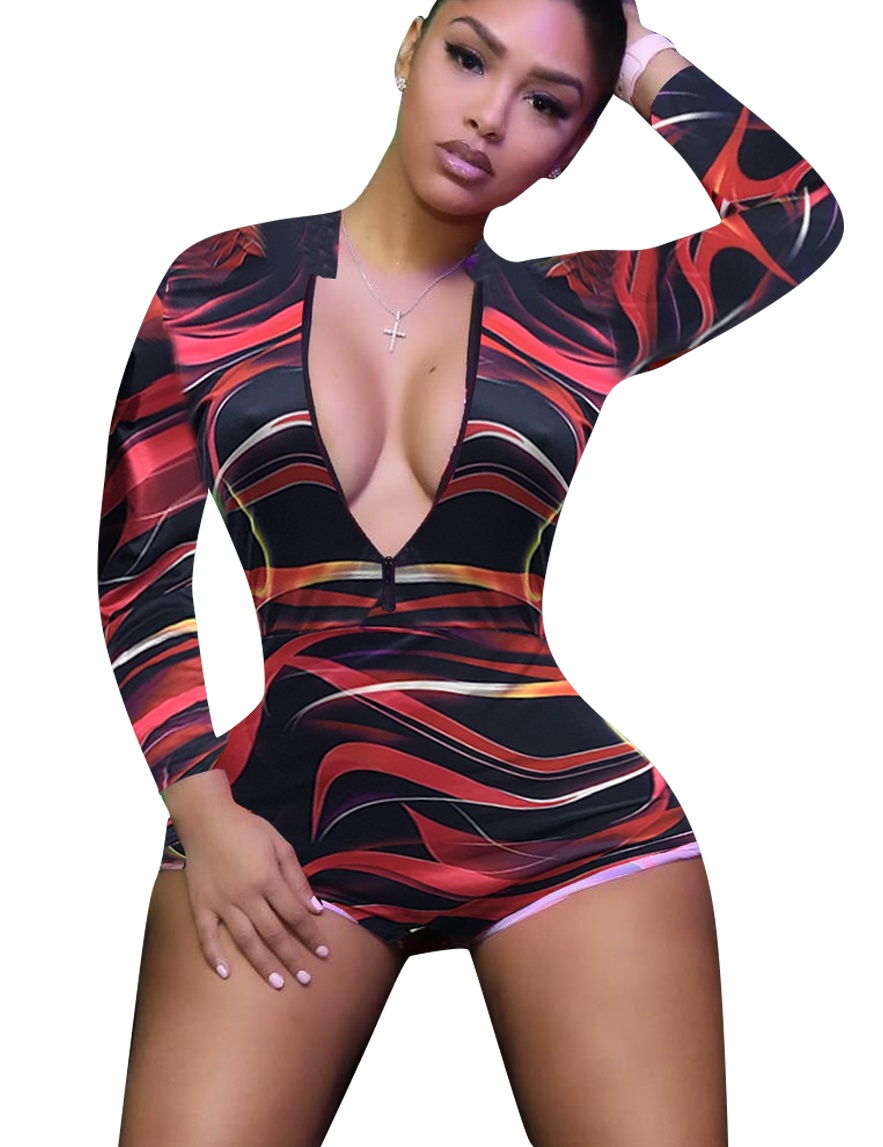 long sleeve deep v bodysuit