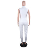 White Sleeveless Office Suit