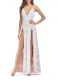 Deep-V Sequins Straps Slit Evening Dress