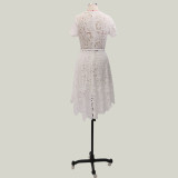 White Lace Hollow Out Skater Dress
